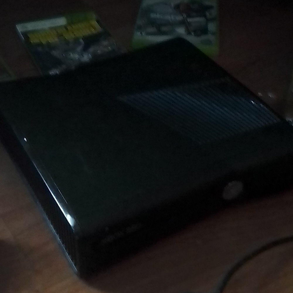 Xbox 360 with power supply 3 controllers 8 games with external hard drive 250GB